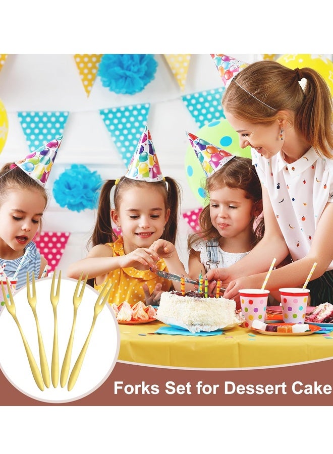 12 Pcs Mini Forks Appetizer Forks Small Fruit Fork for Appetizers Pastry Dessert Metal Forks（Golden） - Image 4